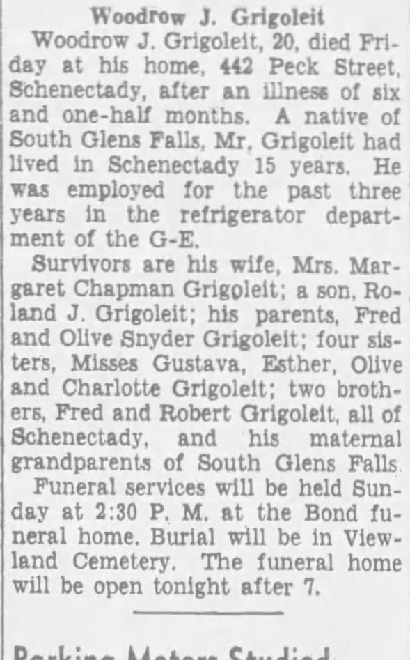 Woodrow Grigoleit Obit